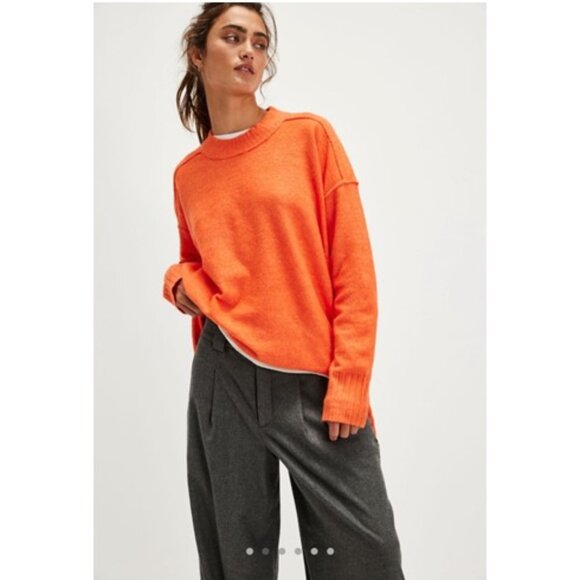 NWT-Free People Phoebe Pullover - Scarlet Ibis - M